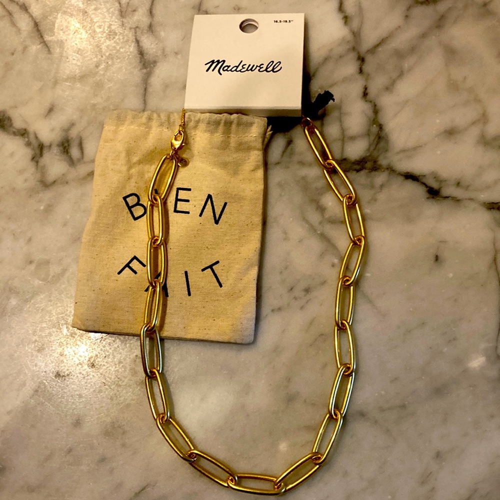 Madewell large paper clip necklace 16 in. Brand new! With jewelry bag included.